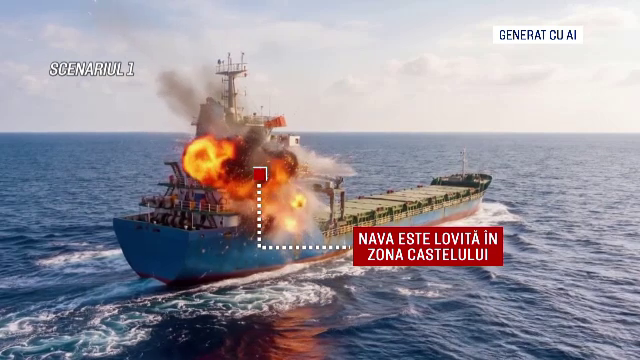 Cele trei scenarii luate în calcul de anchetatori în cazul navei scufundate lângă Sfântu Gheorghe. Momentul a fost filmat