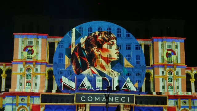 Proiecții spectaculoase pe Palatul Parlamentului, în fața a zeci de mii de oameni. Nadia Comăneci a fost omagiată la I-Mapp