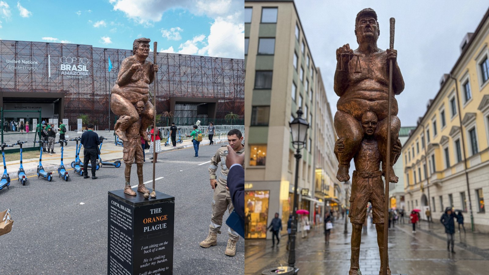„Ciuma portocalie”, statuia satirică a lui Donald Trump, care este expusă în Parlamentul European