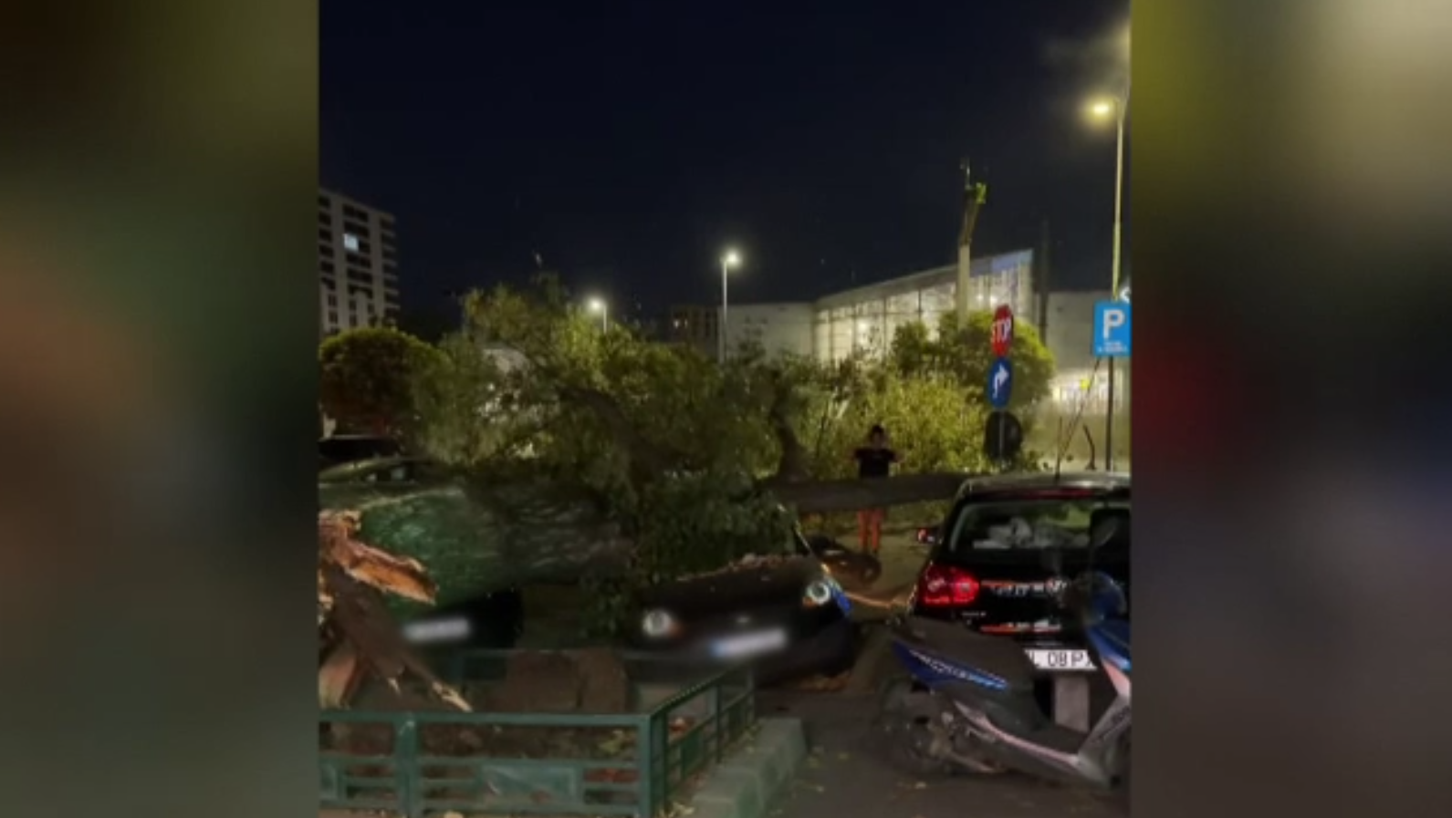 Un plop de zeci de metri s-a prăbușit pe bulevardul Iuliu Maniu. Patru mașini distruse și un rănit. Locatarii acuză primăria