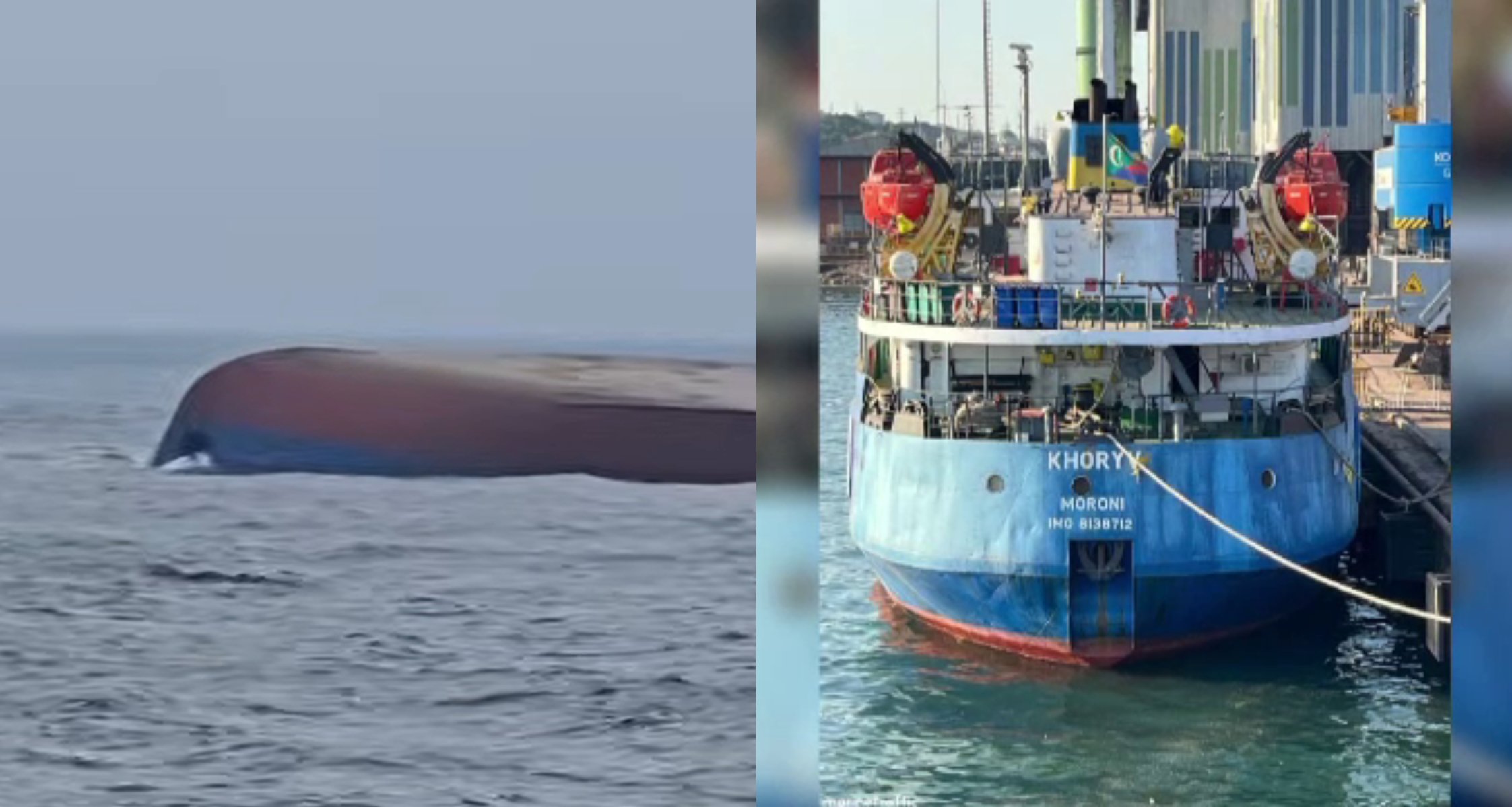 Primele imagini cu nava scufundată după ce ar fi fost lovită de drone, aproape de Constanța